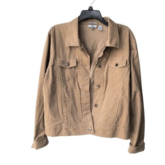 Izod Women's Tan Corduroy Casual Button Up Jacket XL - Picture 1 of 7